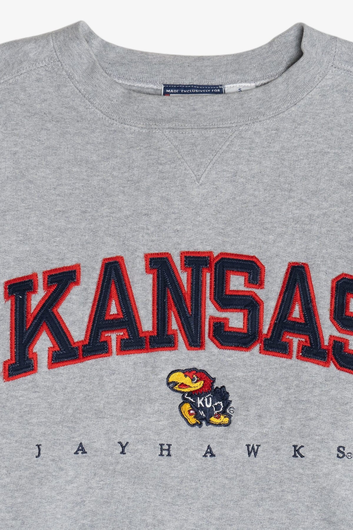Vintage Kansas Jayhawks Embroidered Mascot College Sweatshirt (2000s)
