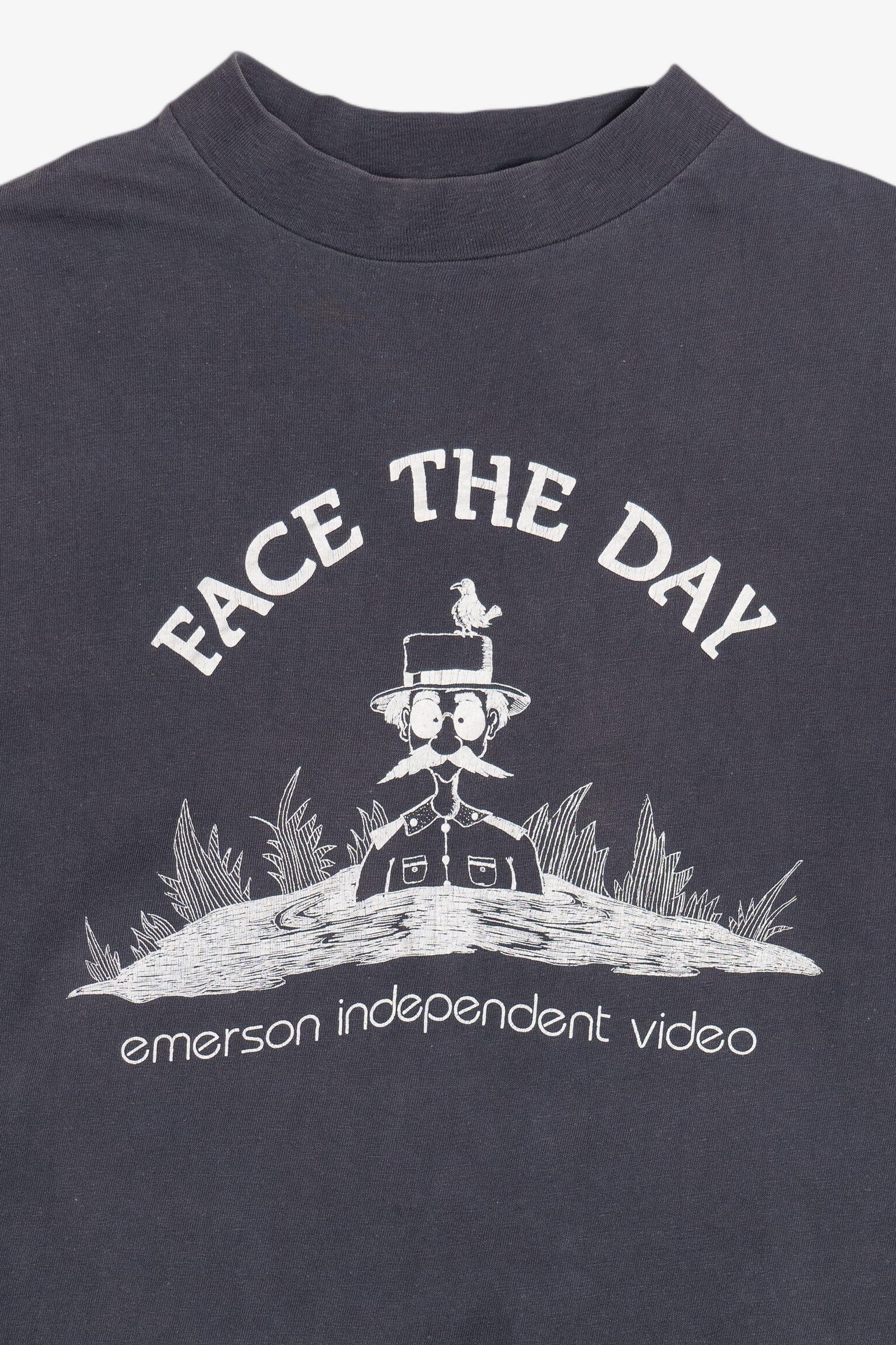 Vintage "Face The Day" "Emerson Independent Video" "Talent" Long Sleeve T-Shirt (1990s)