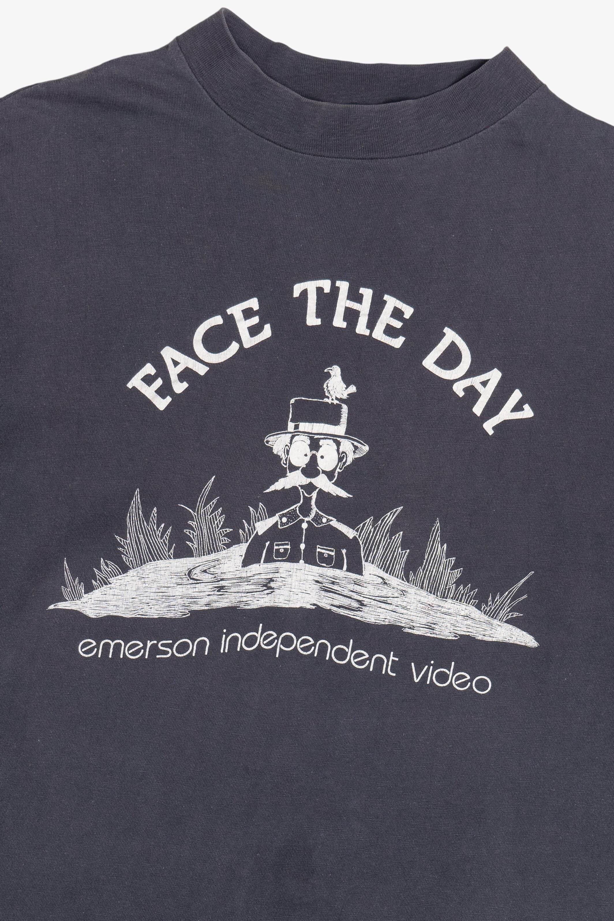 Vintage "Face The Day" "Emerson Independent Video" "Talent" Long Sleeve T-Shirt (1990s)