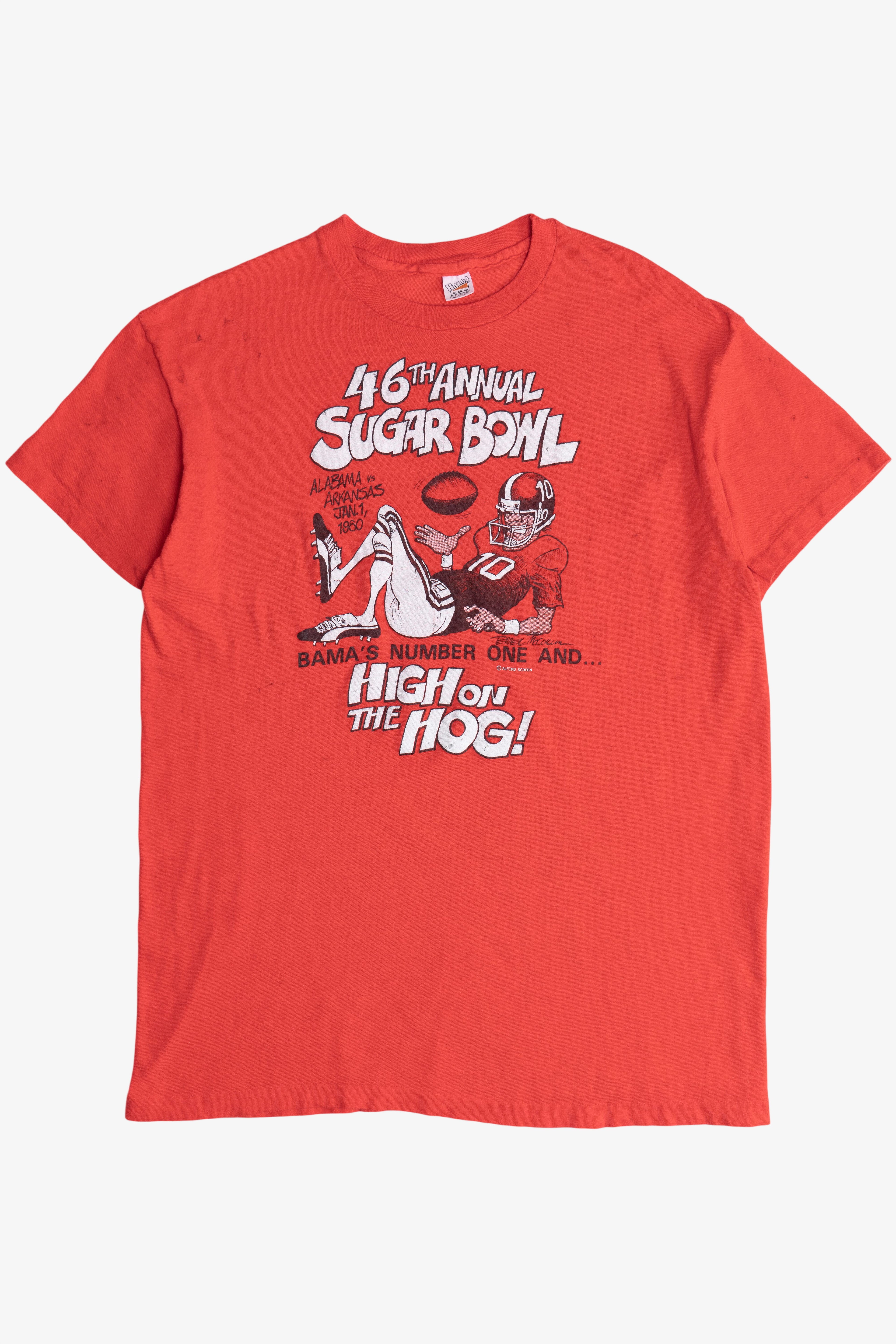 Vintage Alabama Vs. Arkansas 46th Annual Sugar Bowl Distressed T-Shirt (1980s)