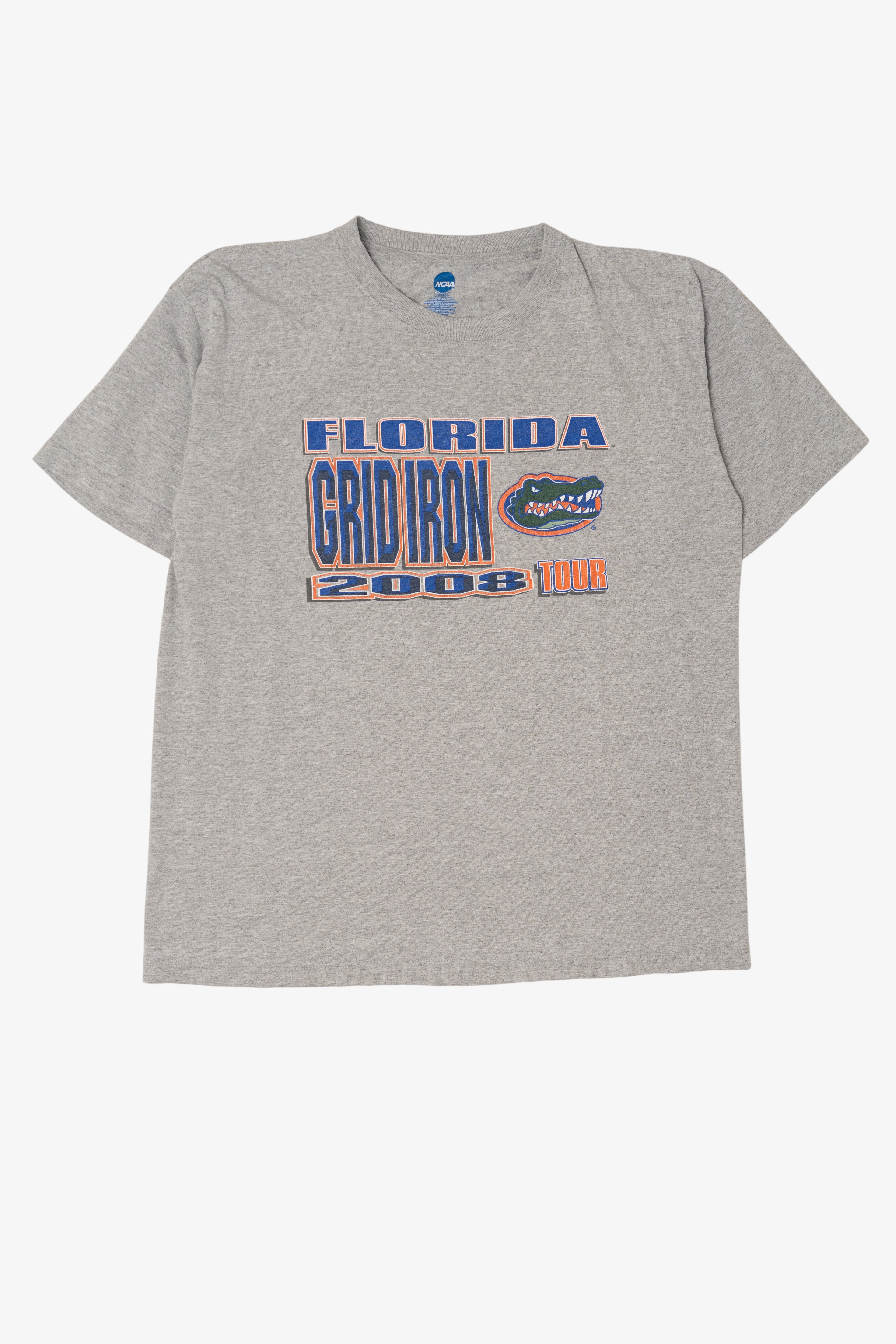 Gray NCAA Florida Gators Grid Iron 2008 T-Shirt (2000s)