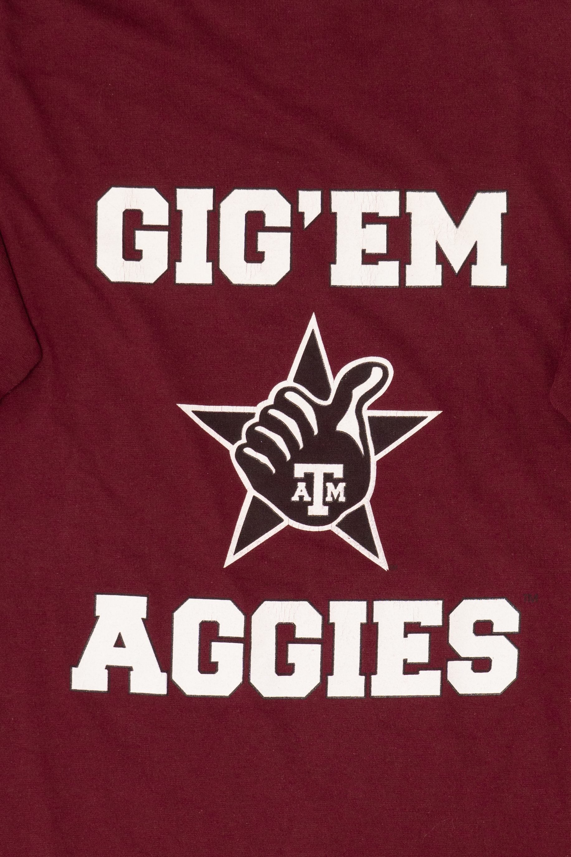 Vintage Burgundy Texas A&M "Gig'em Aggies" T-Shirt (2000s)