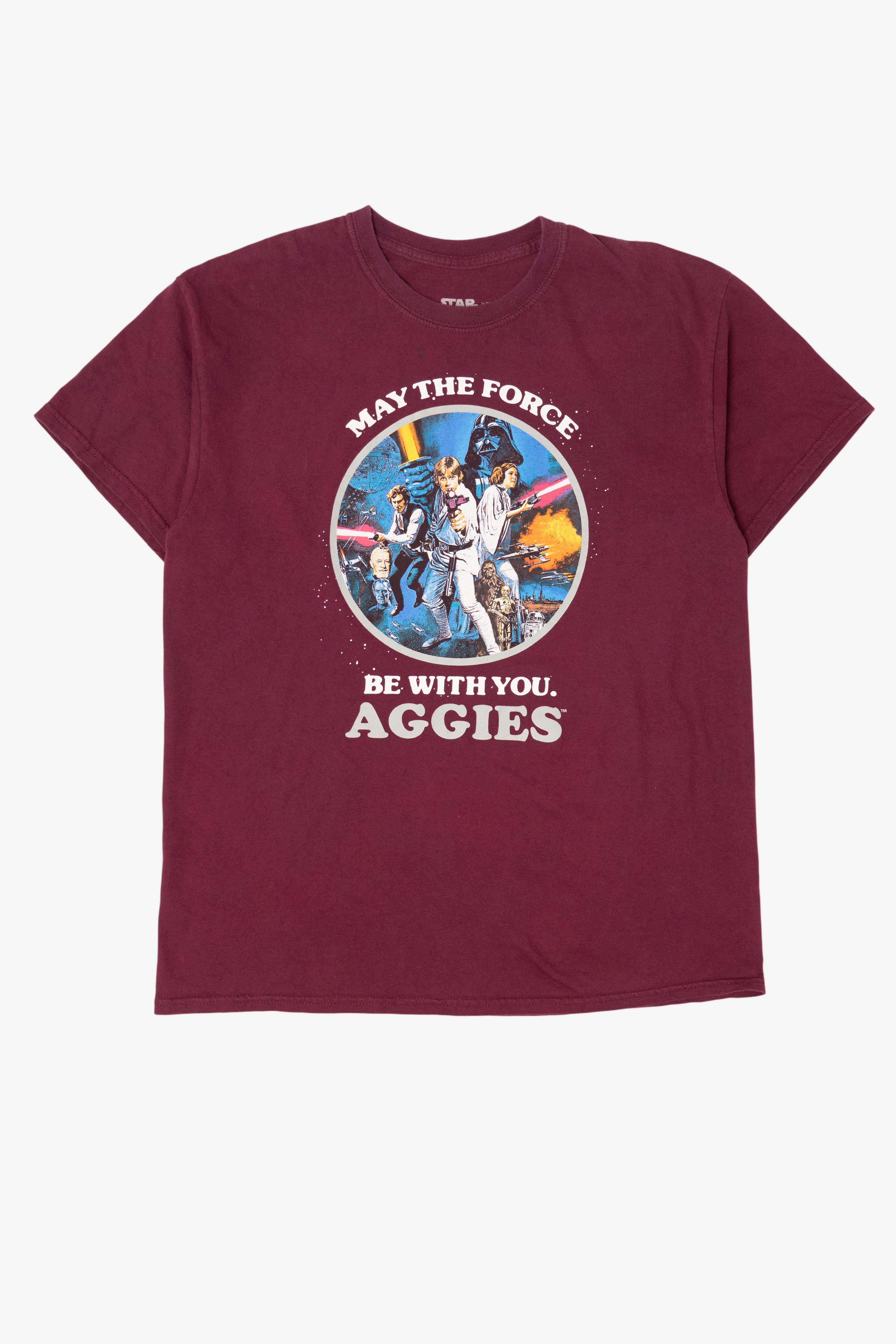 Burgundy Star Wars "May The Force Be With You Aggies" T-Shirt (2020s)