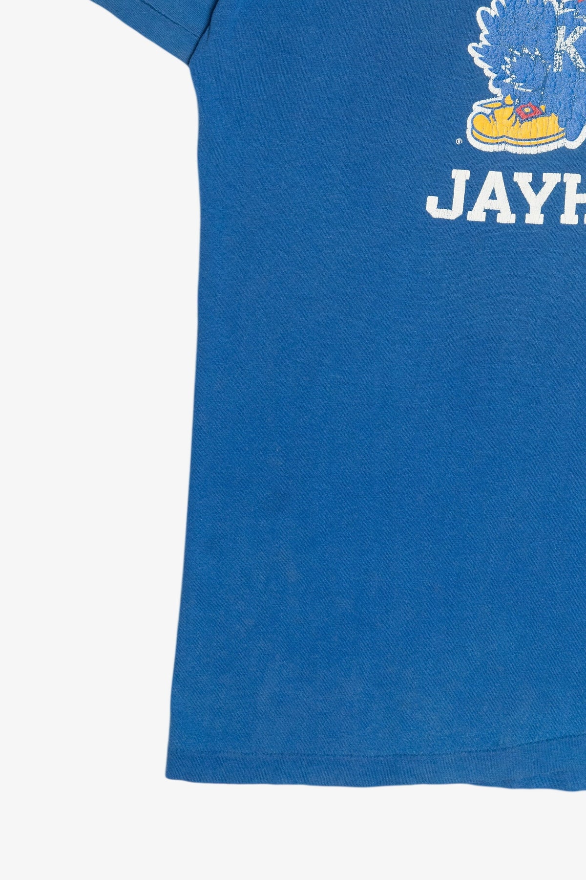 Vintage "Kansas Jayhawks" University of Kansas Mascot T-Shirt (1980s)