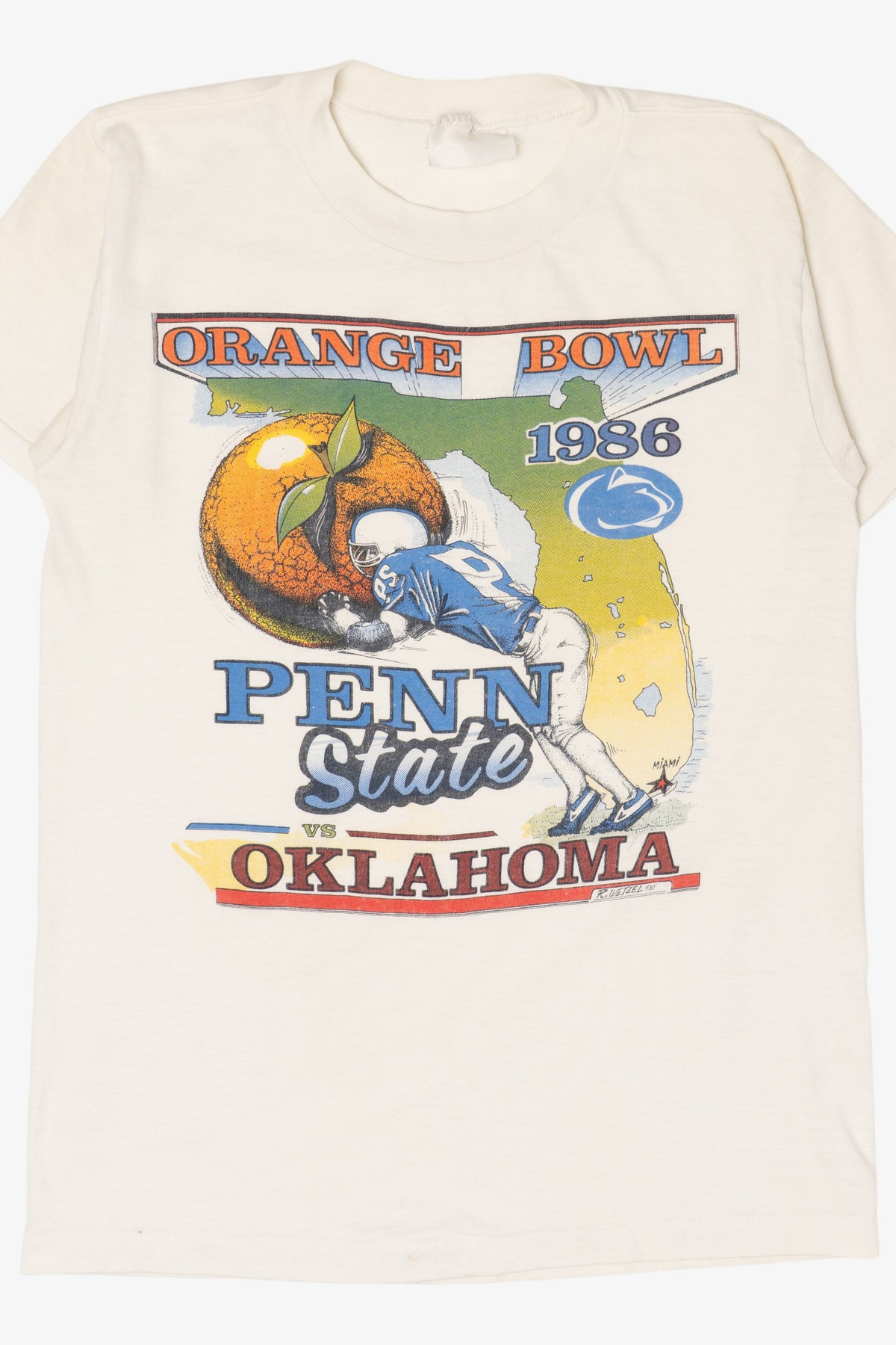 Vintage "Orange Bowl" Penn State Vs. Oklahoma Single Stitch T-Shirt (1980s)