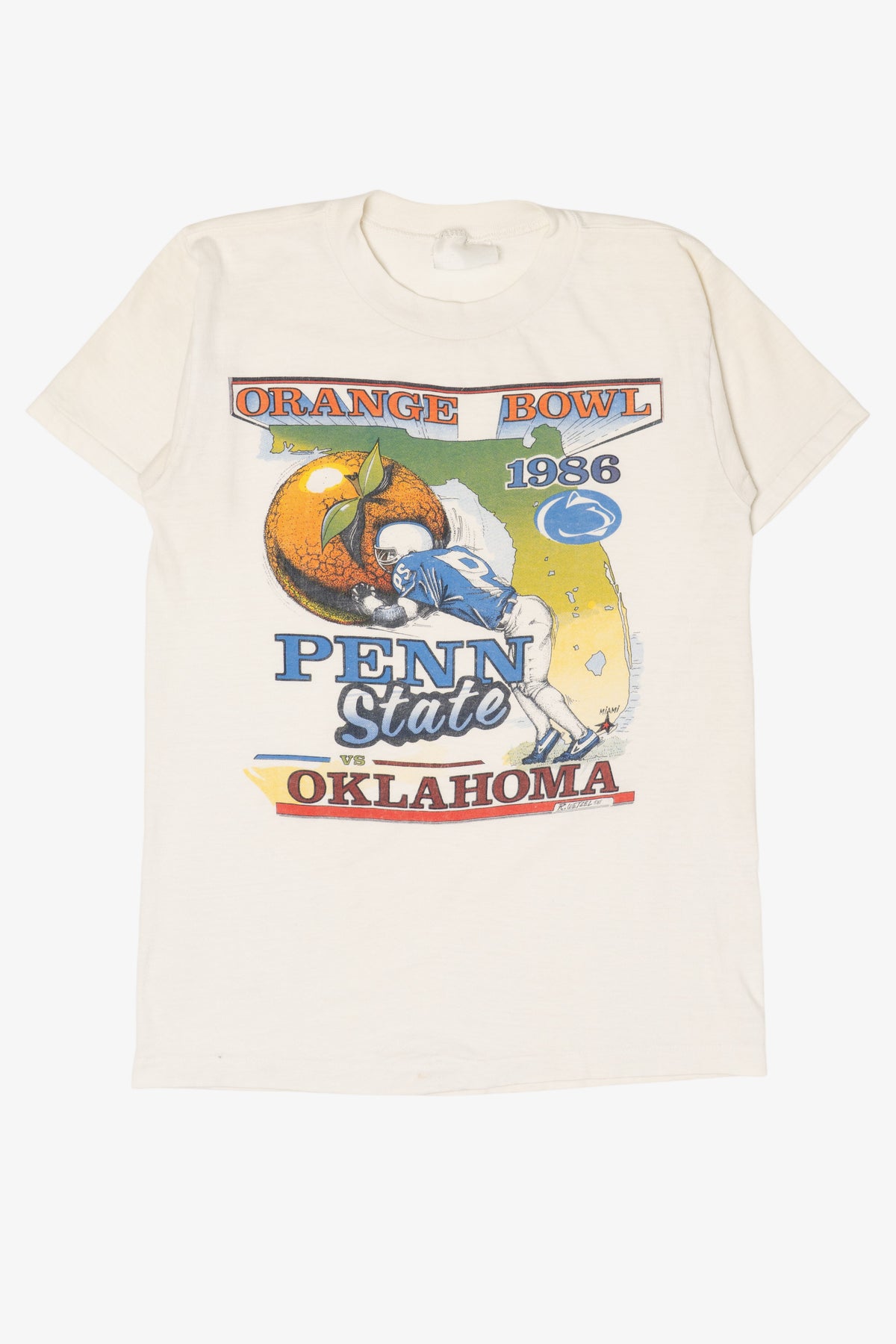 Vintage "Orange Bowl" Penn State Vs. Oklahoma Single Stitch T-Shirt (1980s)