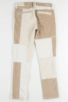 Cream Patchwork Corduroy Pants