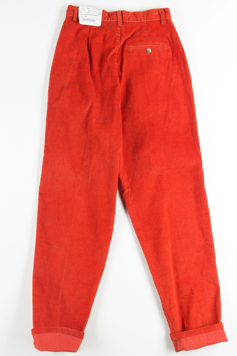 High Waisted Burnt Orange Corduroy Pants