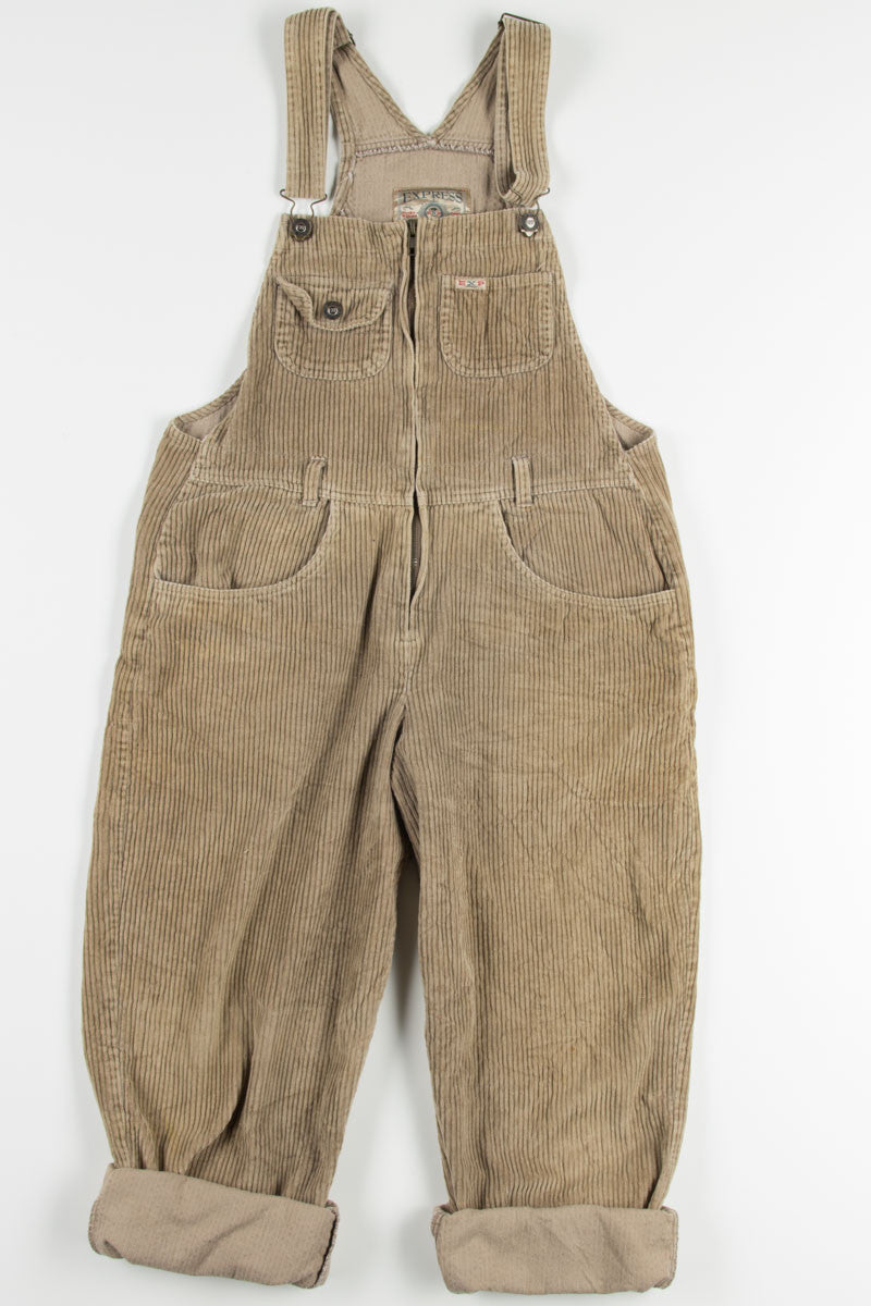 Tan Zip Front Vintage Corduroy Overalls