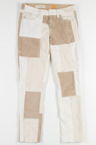 Cream Patchwork Corduroy Pants