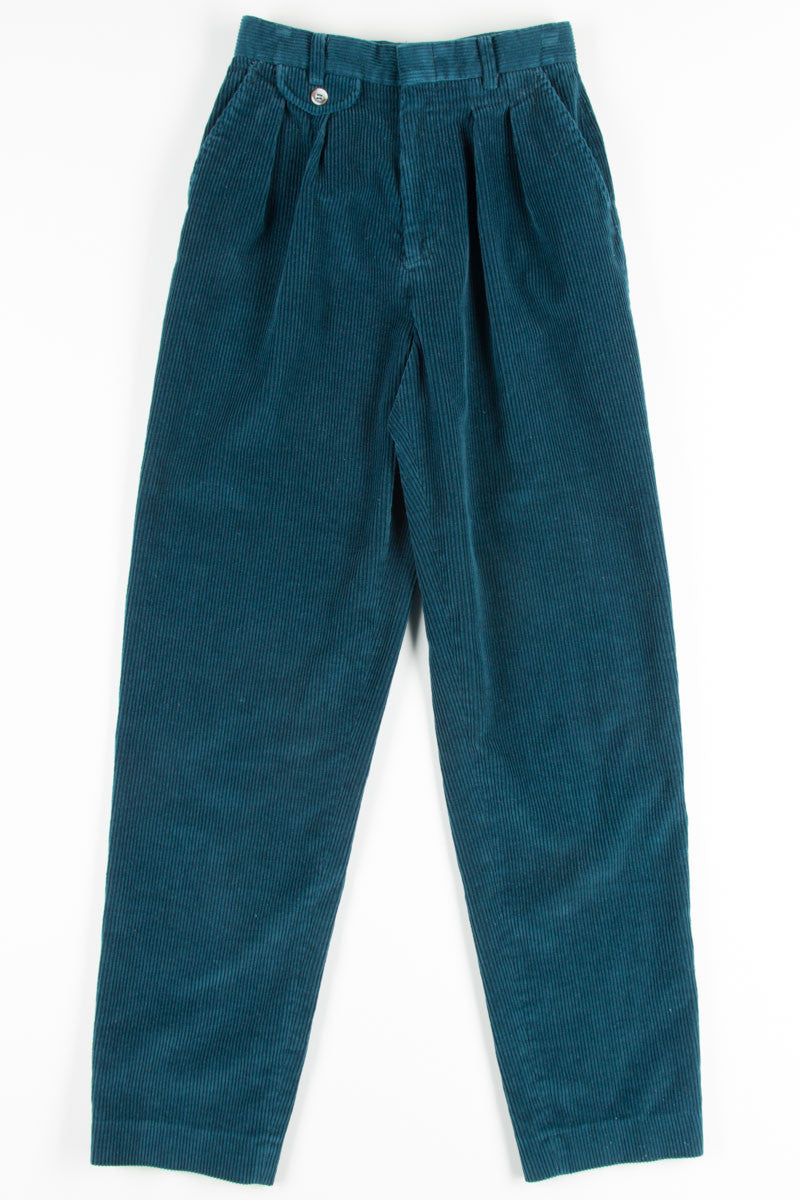 High Waisted Teal Corduroy Pants