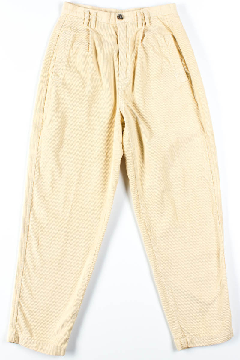 Cream High Waisted Corduroy Pants