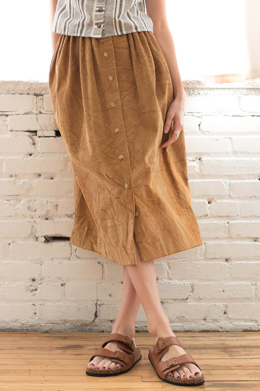 Ralph Lauren Button Front Corduroy Skirt