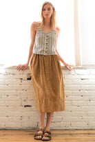 Ralph Lauren Button Front Corduroy Skirt