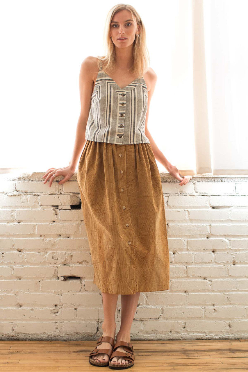 Ralph Lauren Button Front Corduroy Skirt