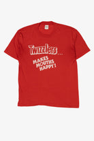 Vintage Distressed "Twizzlers... Makes Mouths Happy!" Red Hershey's T-Shirt (1980s)