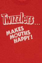 Vintage Distressed "Twizzlers... Makes Mouths Happy!" Red Hershey's T-Shirt (1980s)