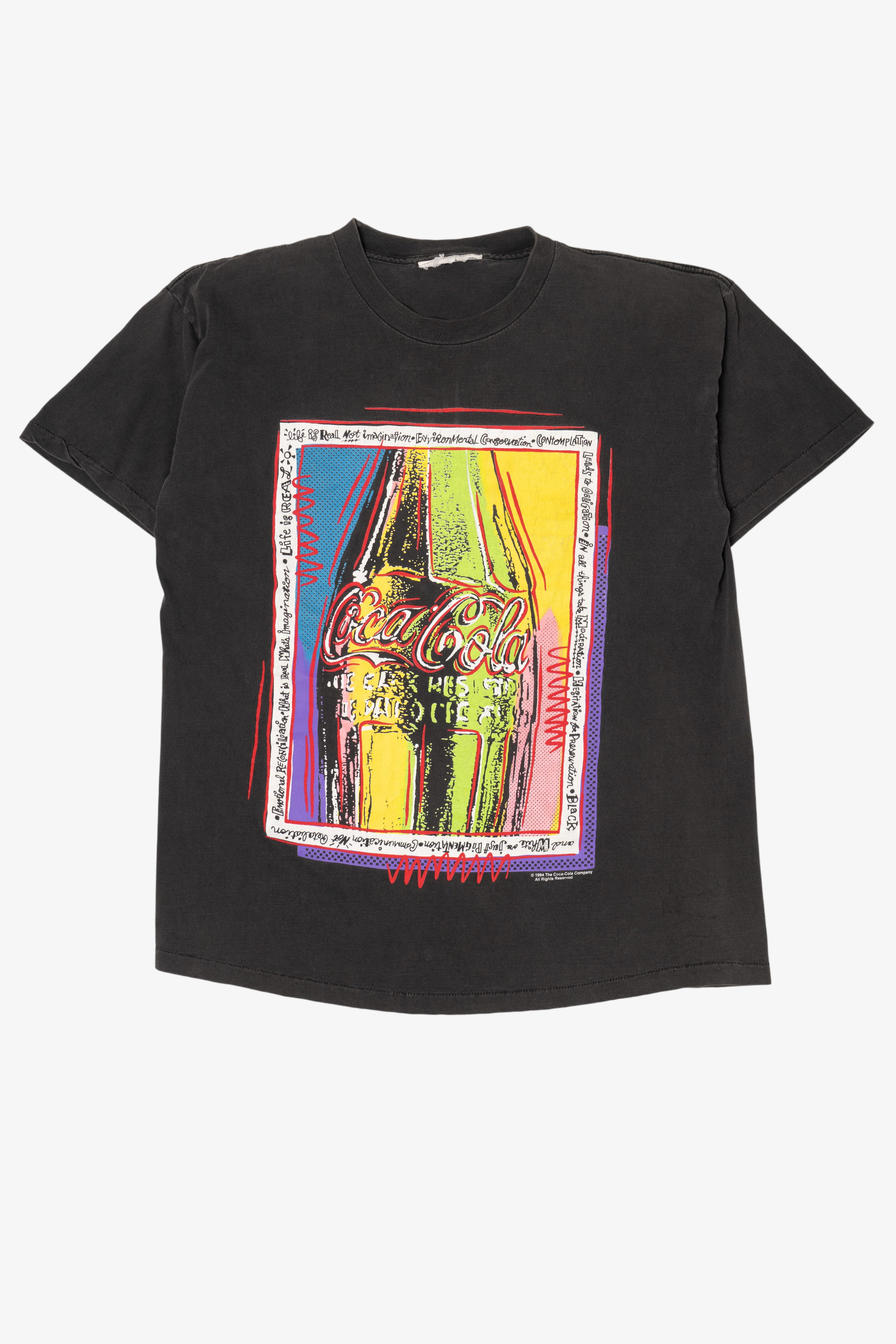 Vintage Coca-Cola Black Single Stitch T-Shirt (1990s)