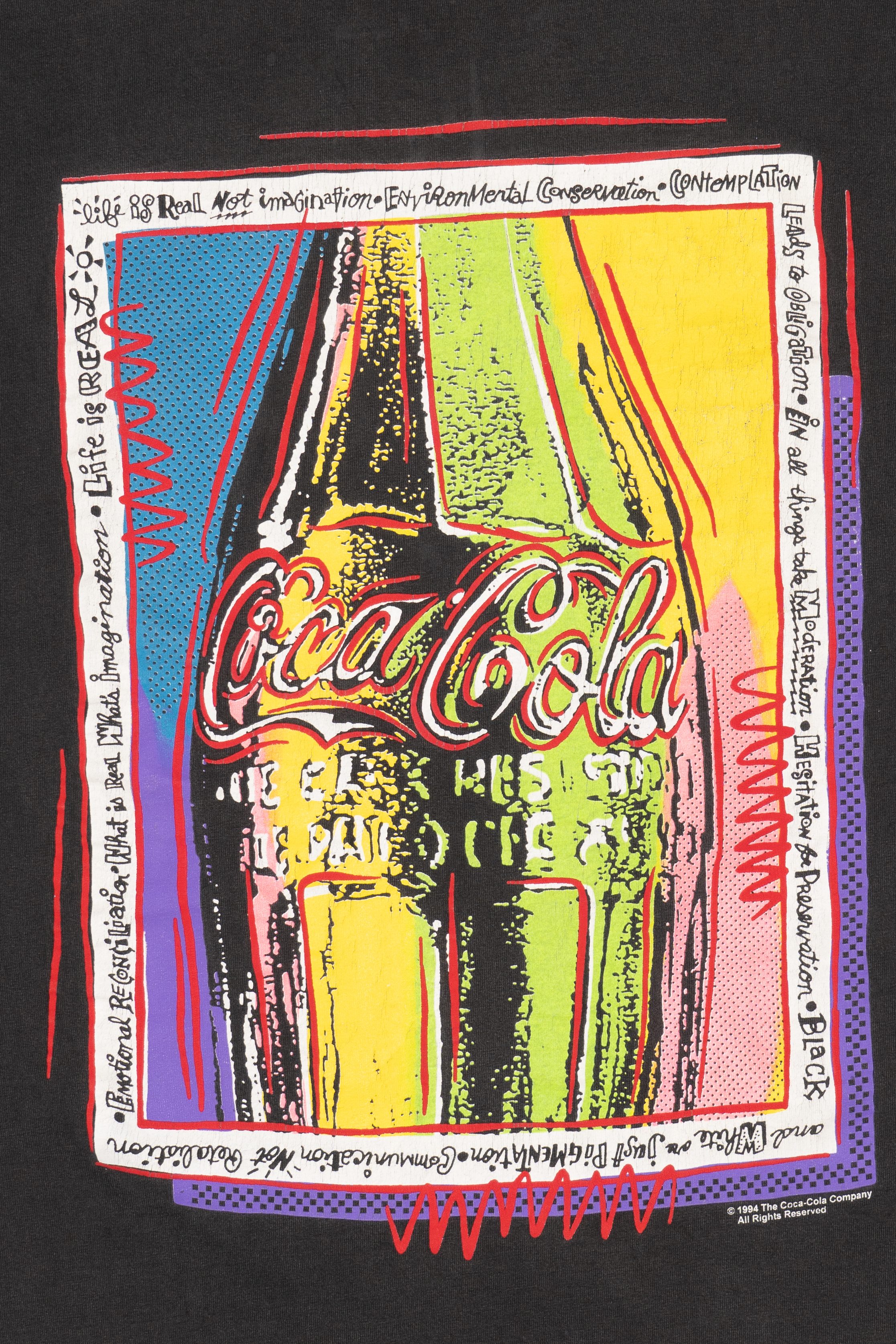 Vintage Coca-Cola Black Single Stitch T-Shirt (1990s)