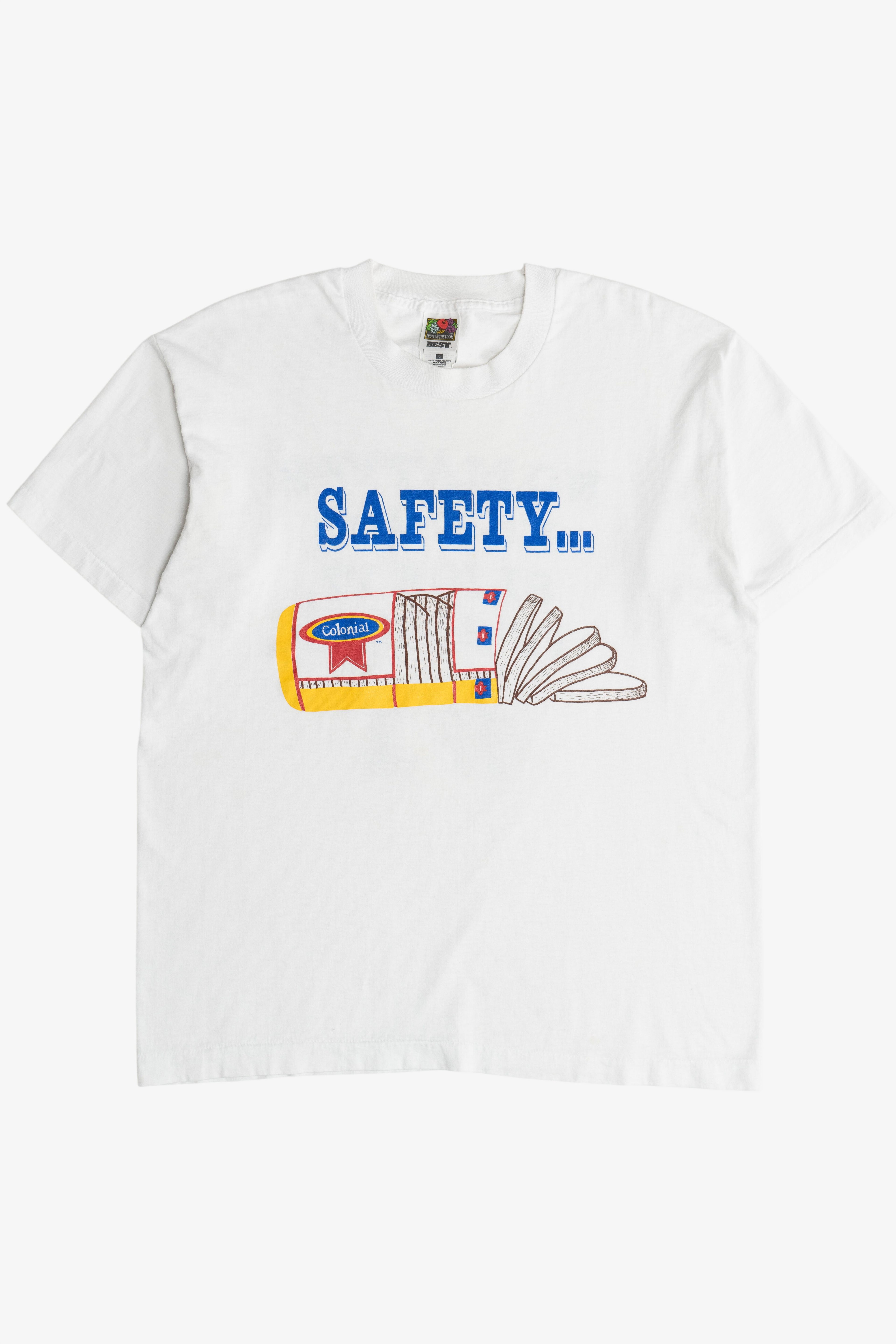 Vintage "Safety... No Matter How You Slice It, It's Still #1" Colonial Bread T-Shirt (1990s)