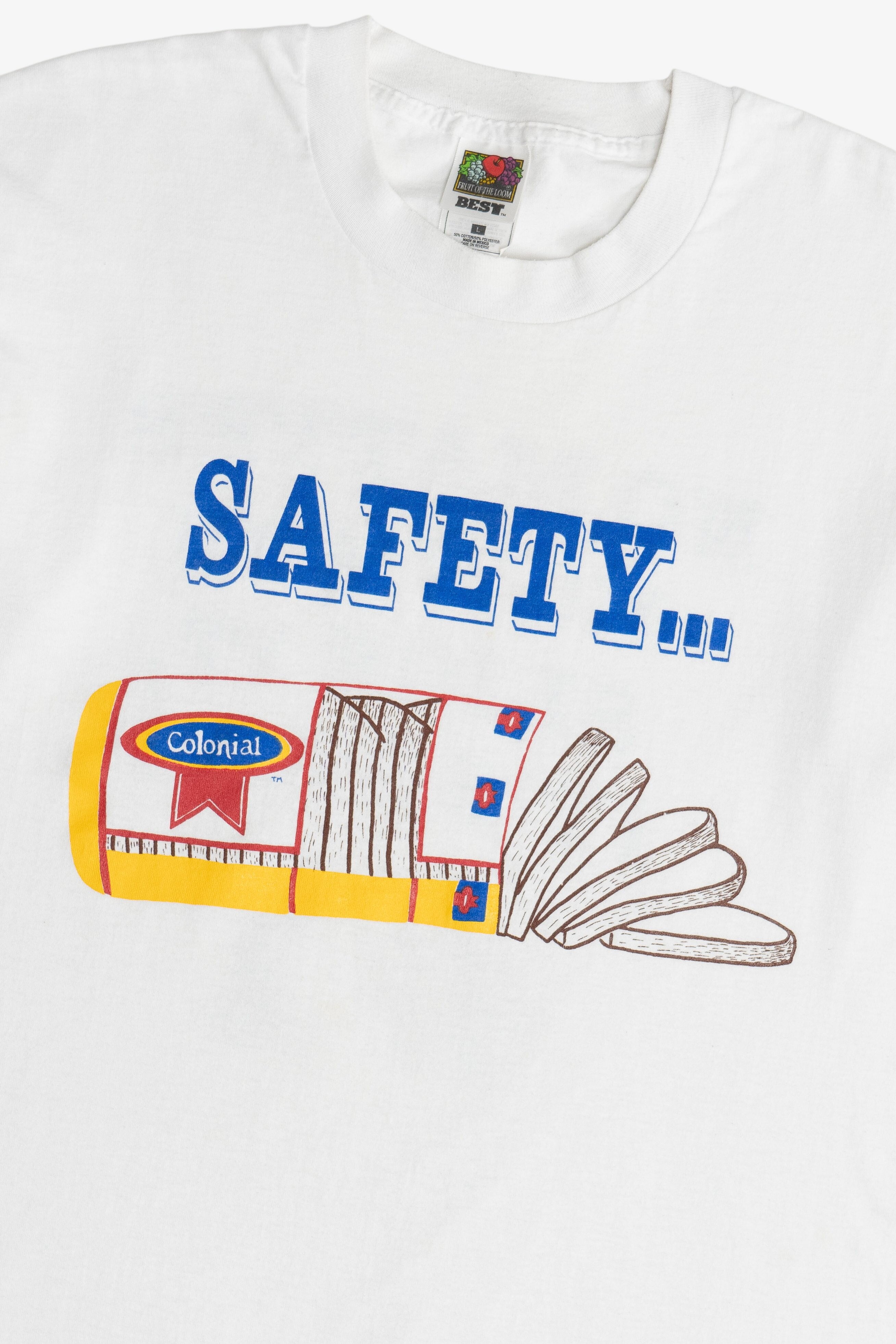Vintage "Safety... No Matter How You Slice It, It's Still #1" Colonial Bread T-Shirt (1990s)