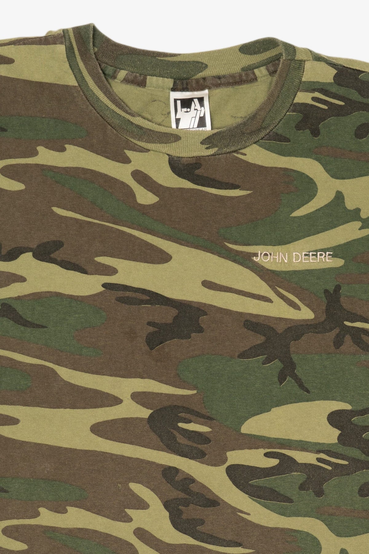 Vintage Green Camouflage John Deer Single Stitch T-Shirt (1990s)