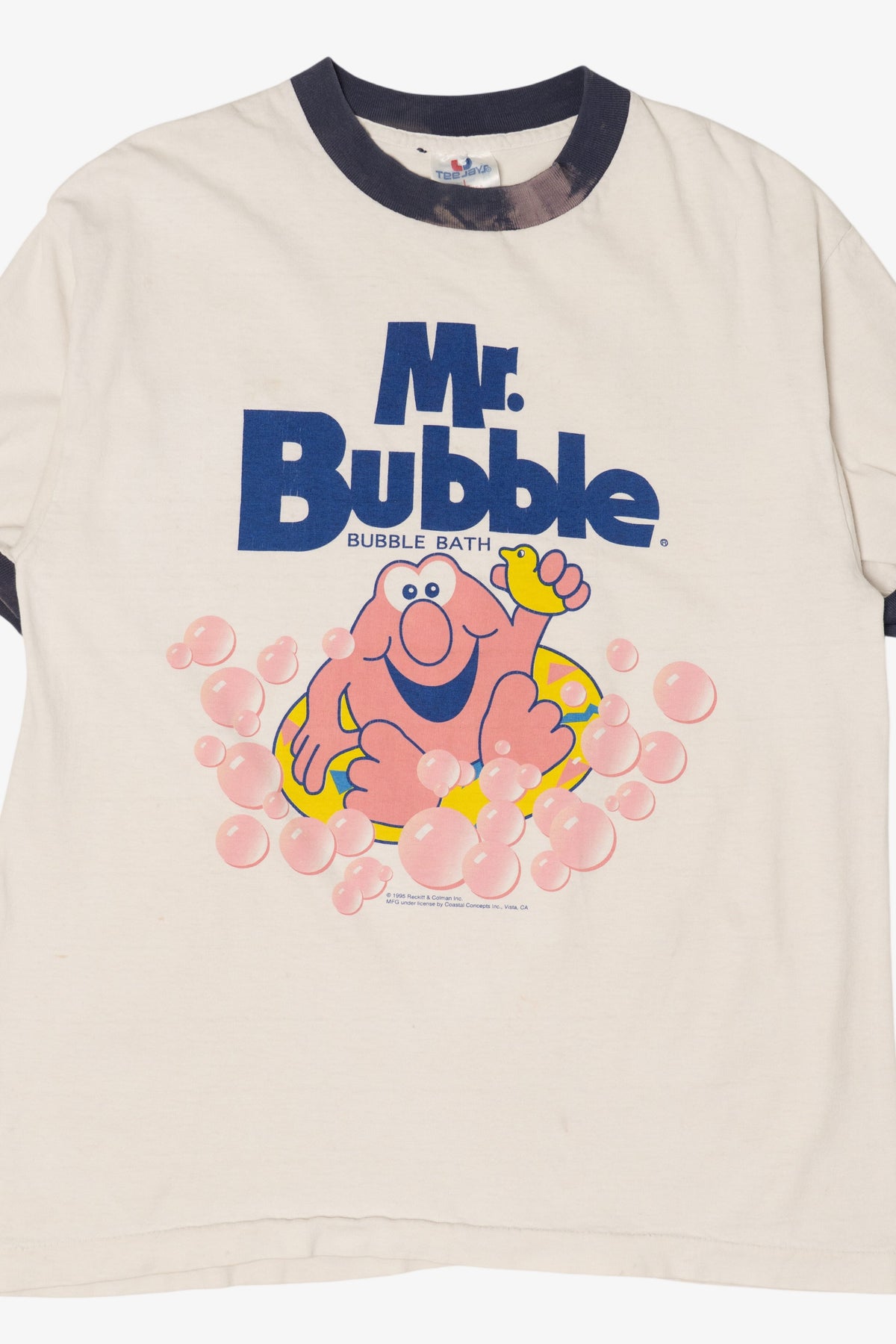 Vintage Distressed Mr. Bubble Bubble Bath Ringer T-Shirt (1990s)