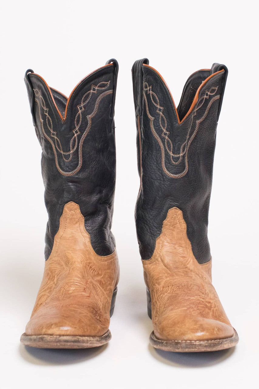 Black & Tan Vintage Cowboy Boots (7 M)