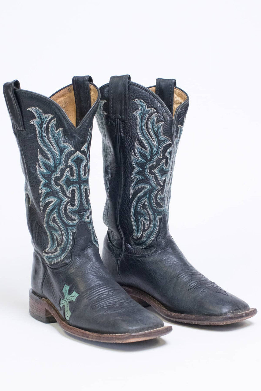 Cross Stitched Tony Lama Cowboy Boots (6 B)
