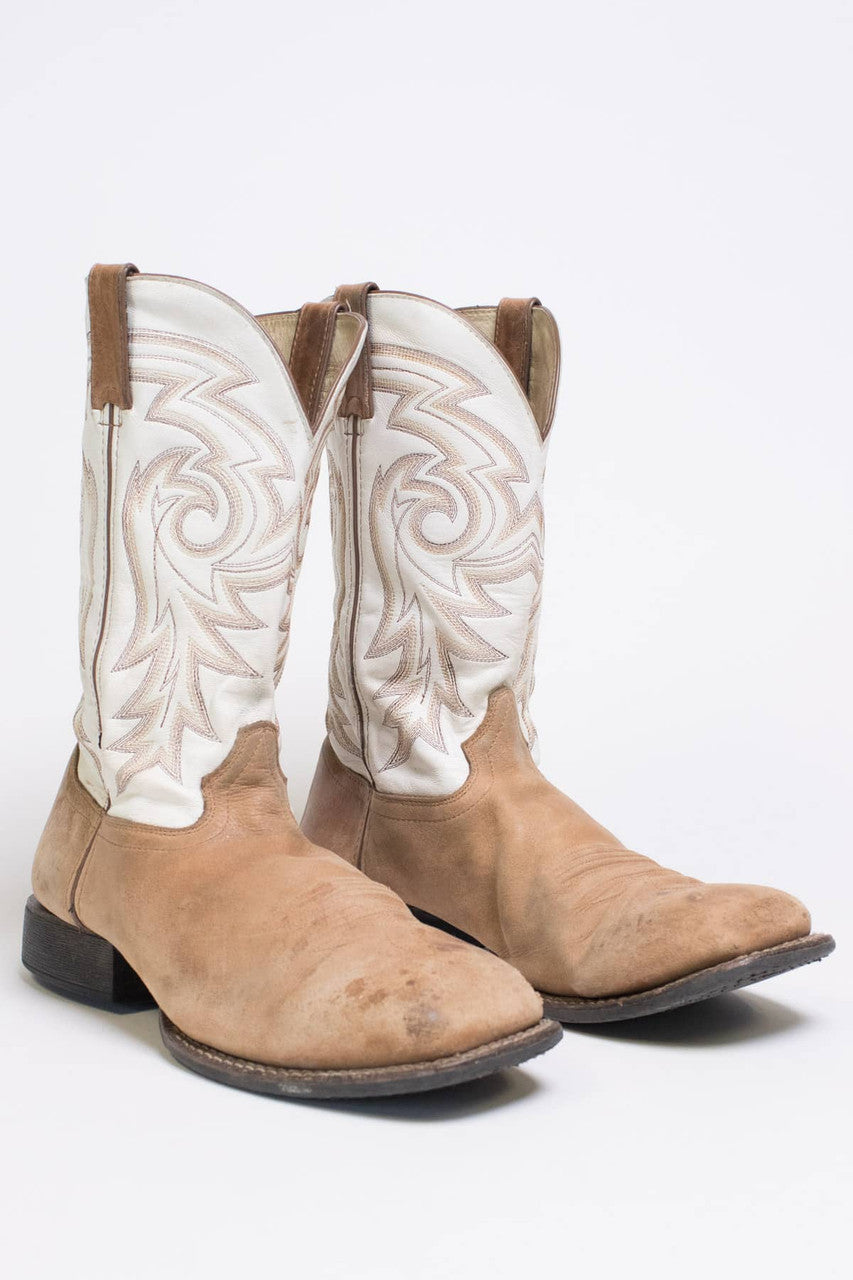 Durango Tan & White Cowboy Boots (12 D)