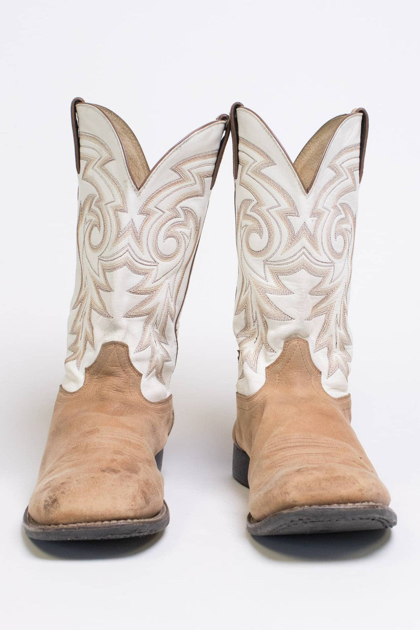 Durango Tan & White Cowboy Boots (12 D)