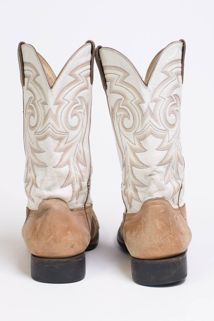Durango Tan & White Cowboy Boots (12 D)