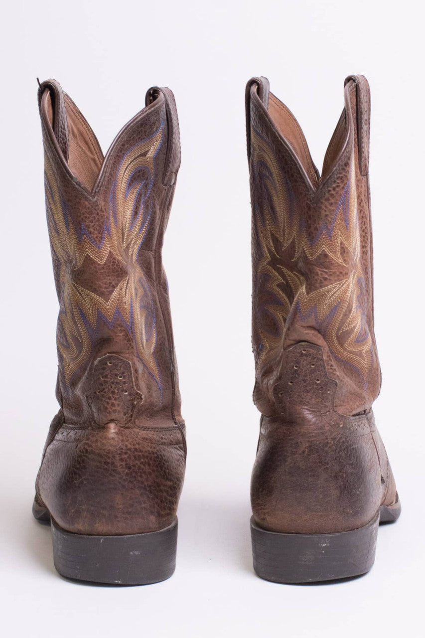 Brown Leather Stitched Justin Boots (10 D)