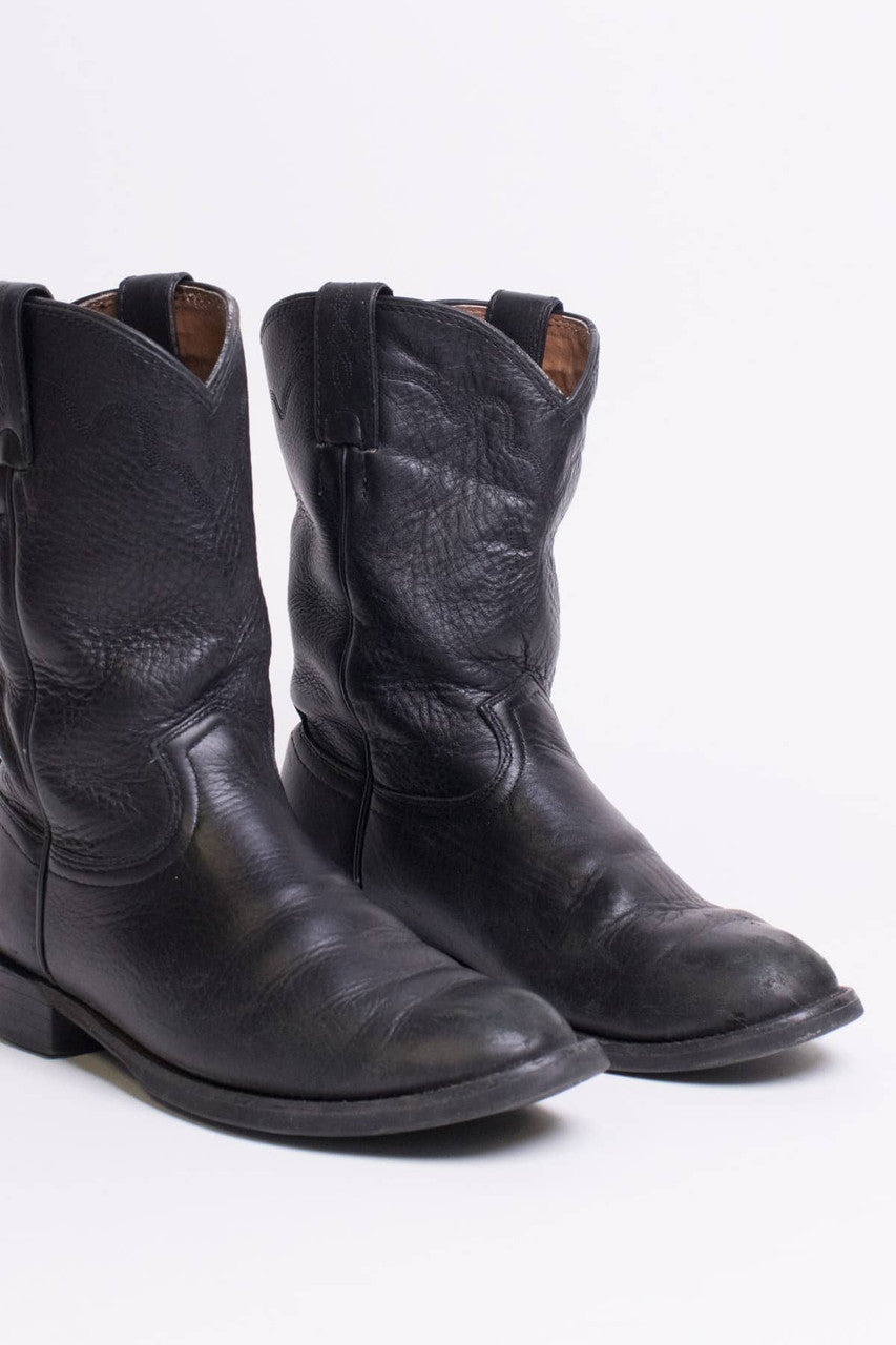 Black Leather Justin Boots (6 B)