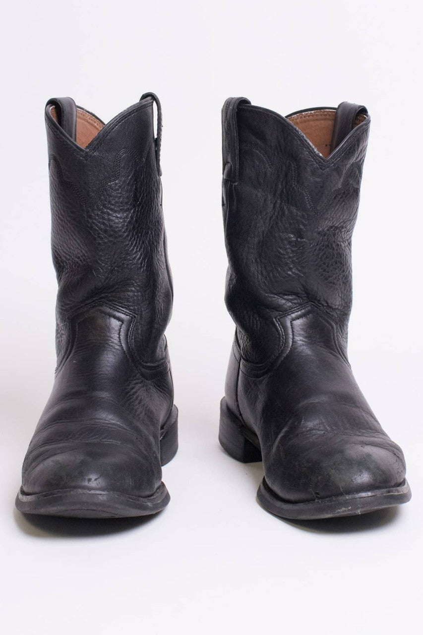 Black Leather Justin Boots (6 B)