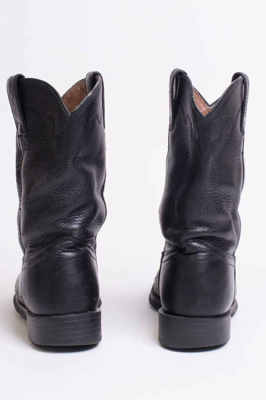 Black Leather Justin Boots (6 B)