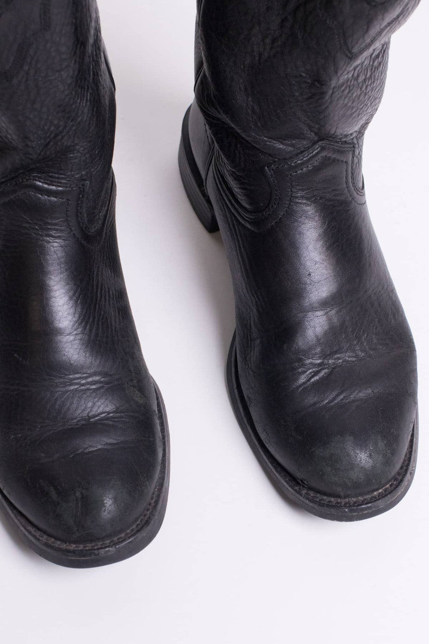 Black Leather Justin Boots (6 B)
