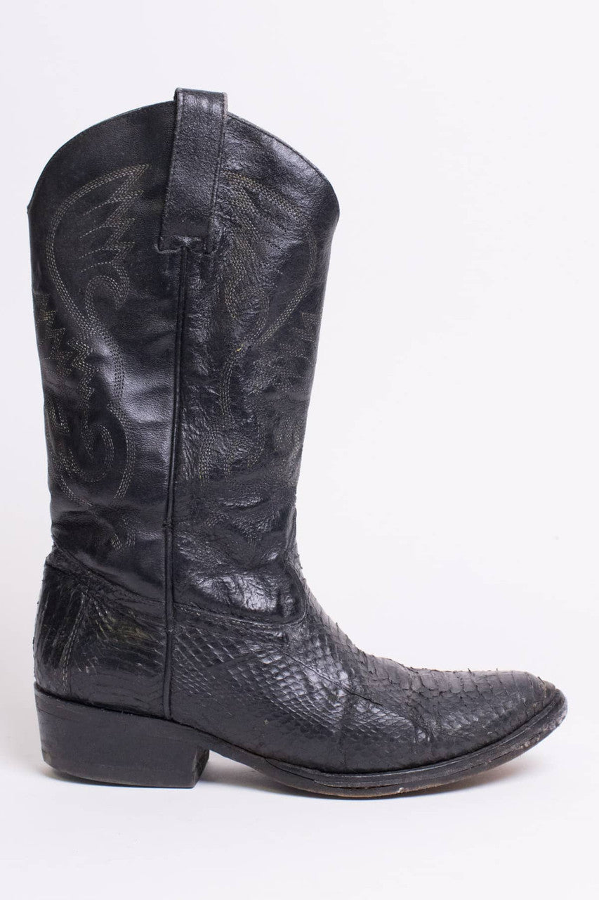 Vintage Snakeskin Leather Cowboy Boots (5 D)