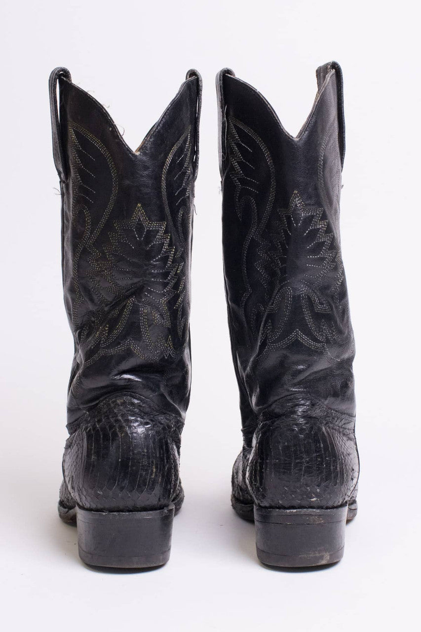 Vintage Snakeskin Leather Cowboy Boots (5 D)
