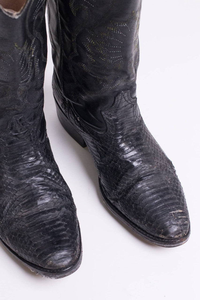 Vintage Snakeskin Leather Cowboy Boots (5 D)