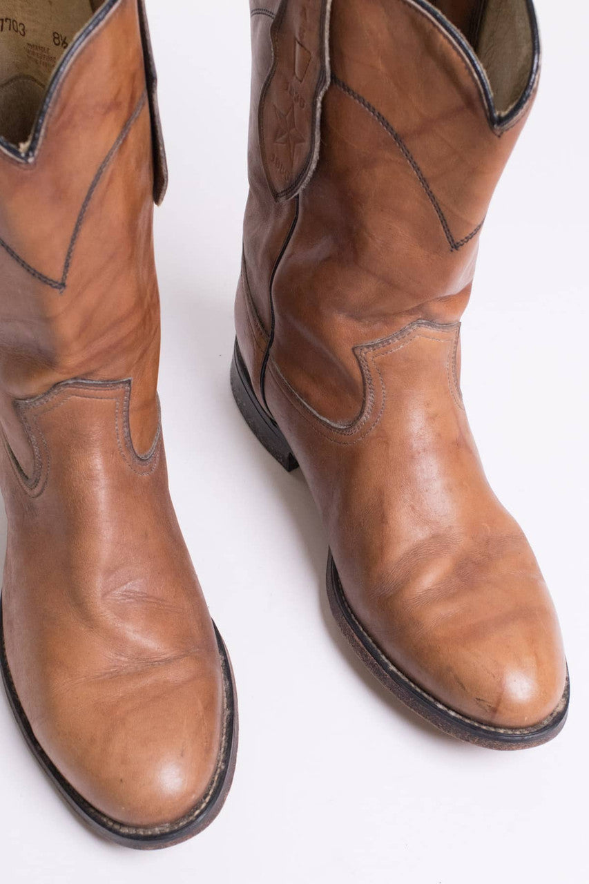 Vintage Dingo Texas Stamped Leather Cowboy Boots (8.5 D)