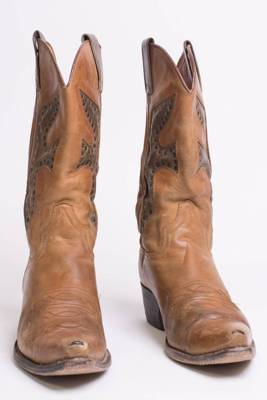 Vintage Leather Studded Frye Cowboy Boots (7 M)