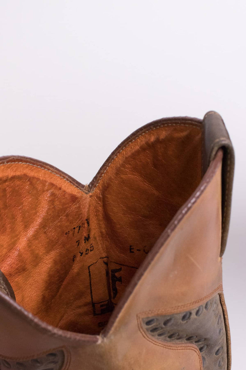 Vintage Leather Studded Frye Cowboy Boots (7 M)