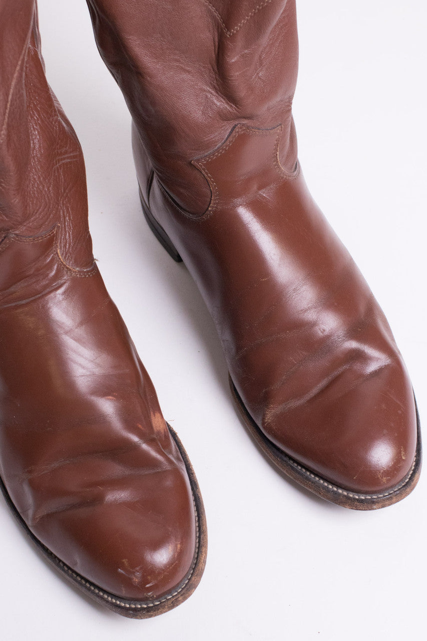Burgundy Leather Justin Boots (9.5 EE)
