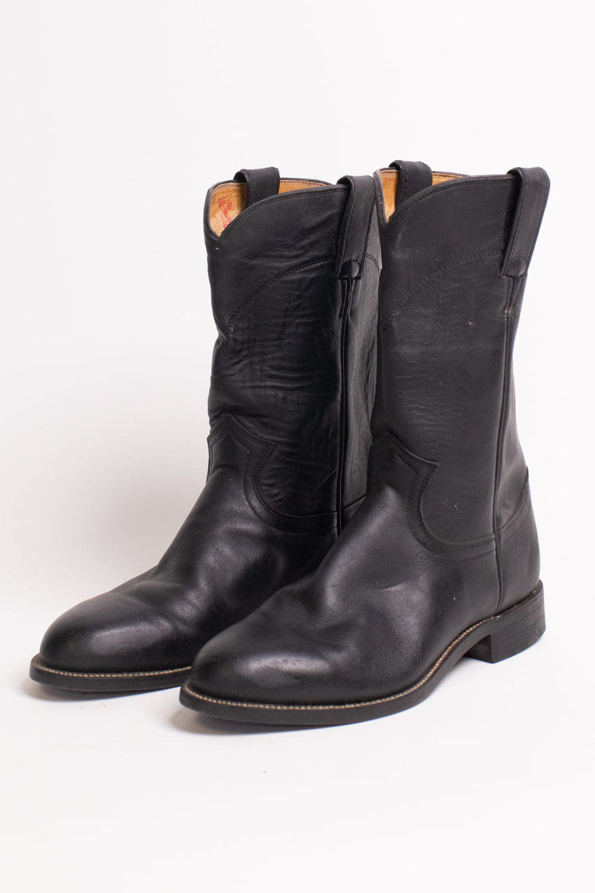 Black Leather Justin Boots (6 D)