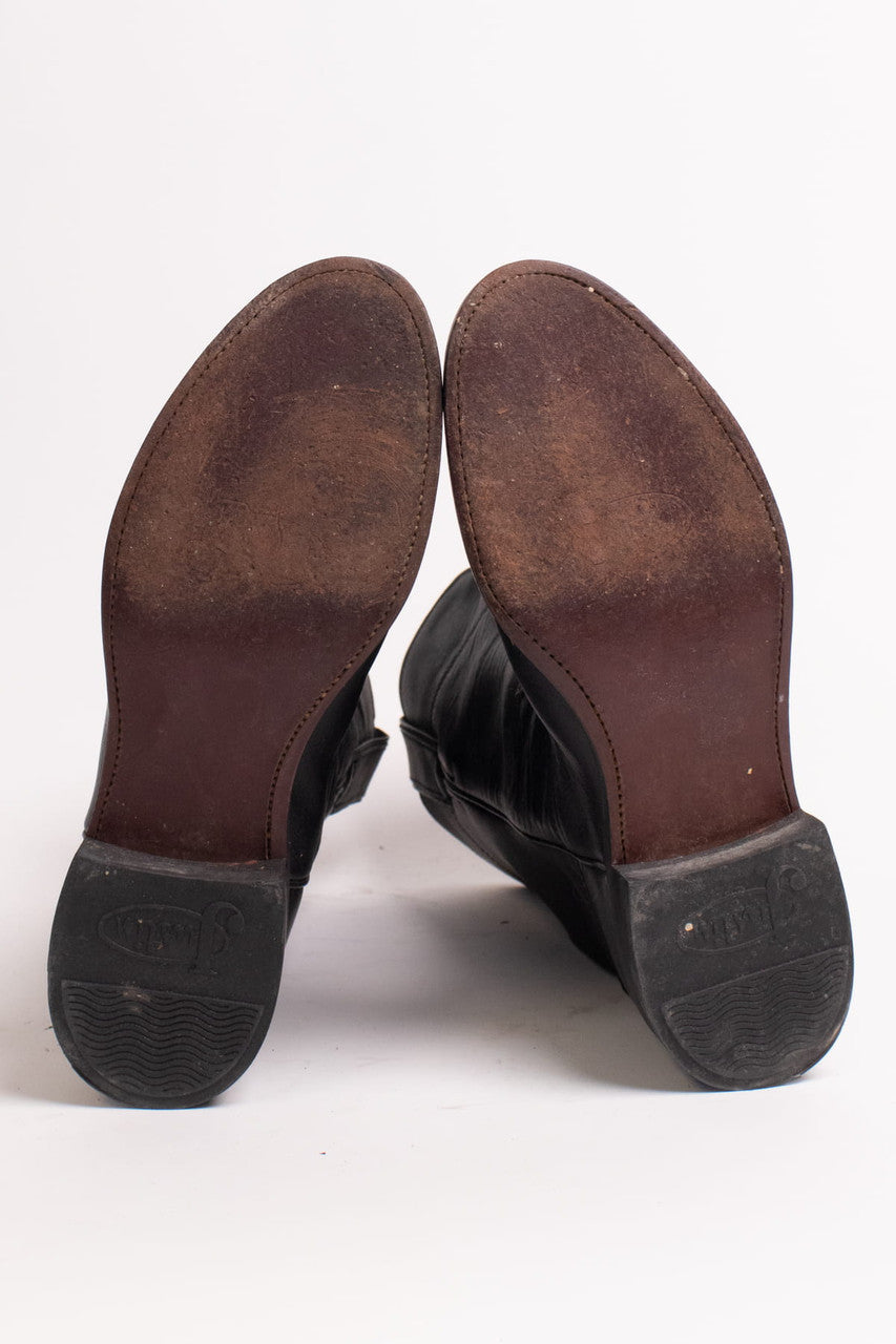 Black Leather Justin Boots (6 D)