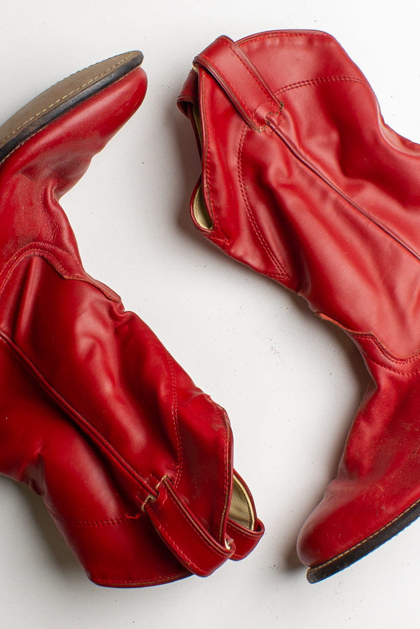 Vintage Lipstick Red Laredo Cowboy Boot (1980s) Sz.7 1256
