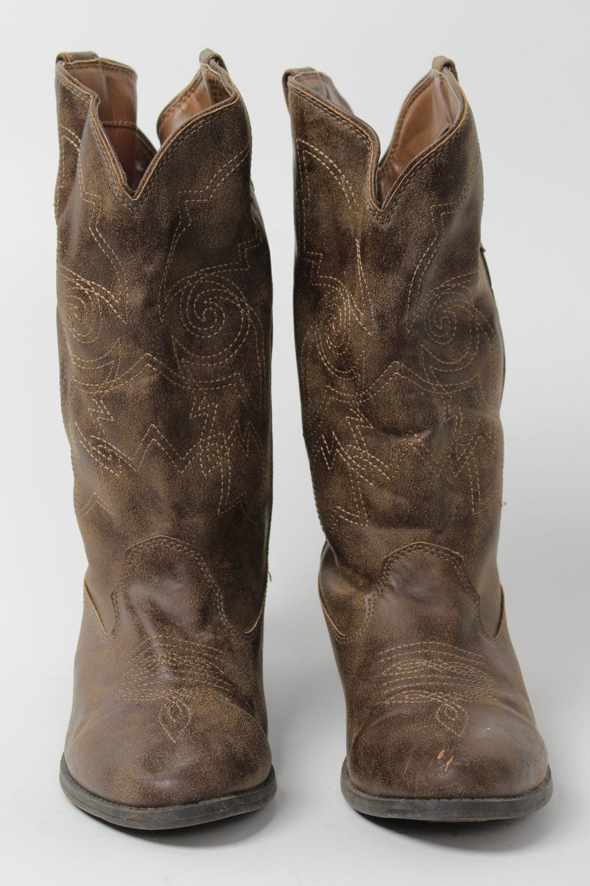 Brown Cowboy Boots Size 6