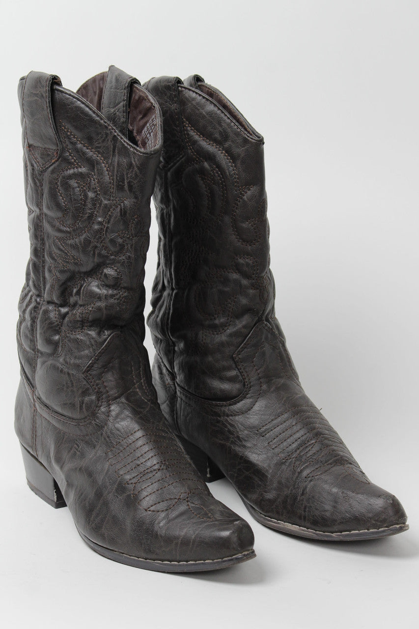 Dark Brown Cowboy Boots (Sz. 8.5) 1275