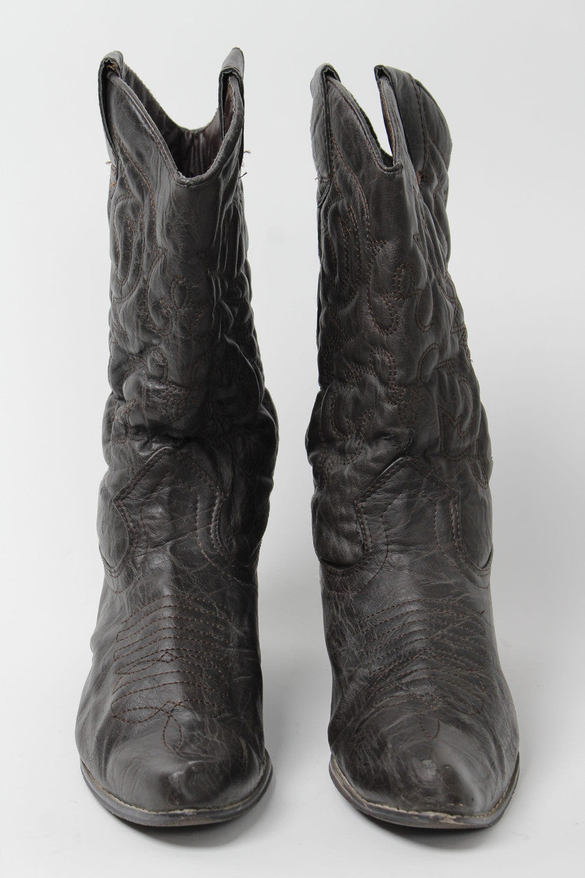 Dark Brown Cowboy Boots (Sz. 8.5) 1275